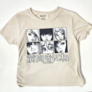 On Fire Junior Girl's Graphic Crop CreamTee Size: M